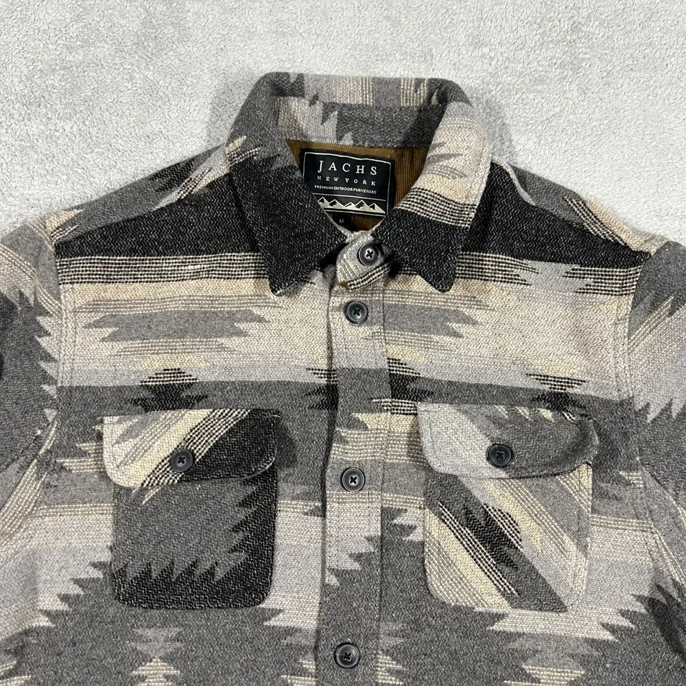 Jachs New York Shirt Jacket Mens Medium Shacket Sherpa Lined Aztec Wool Blend